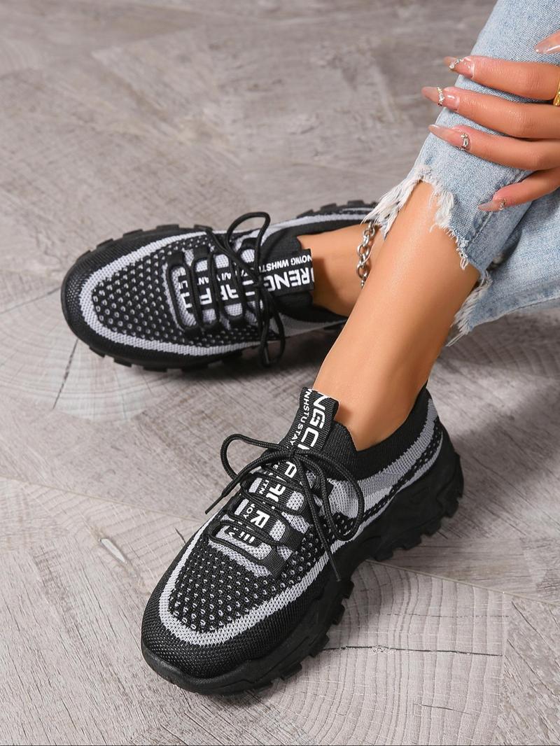 Product Introduction of Women's Fashionable Lace Up Low Top Sneakers, Casual Comfortable Breathable Sports Running Shoes, All-match Basic Shoes for Daily Wear 6