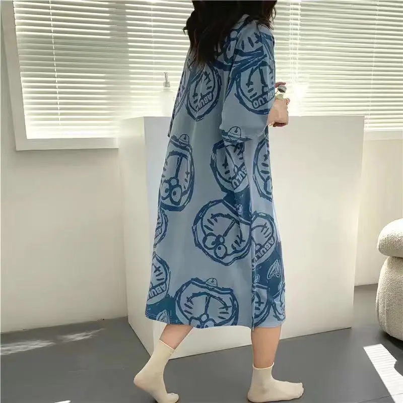 M-XXL Nightdress Women's Summer Pajamas 2021 Spring and Summer Hot Spring and Autumn plus Size Short Sleeve Home Wear Suit