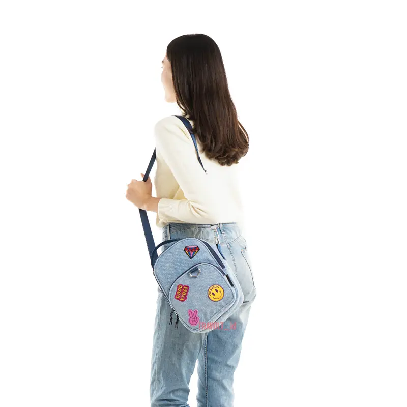 Denim Patch Sling Bag 3in1 - Travolt - Tas Ransel selempang Jeans - Tas Denim - Tas Konser KPOP - Denim - Jeans - Dae tas  remaja 5
