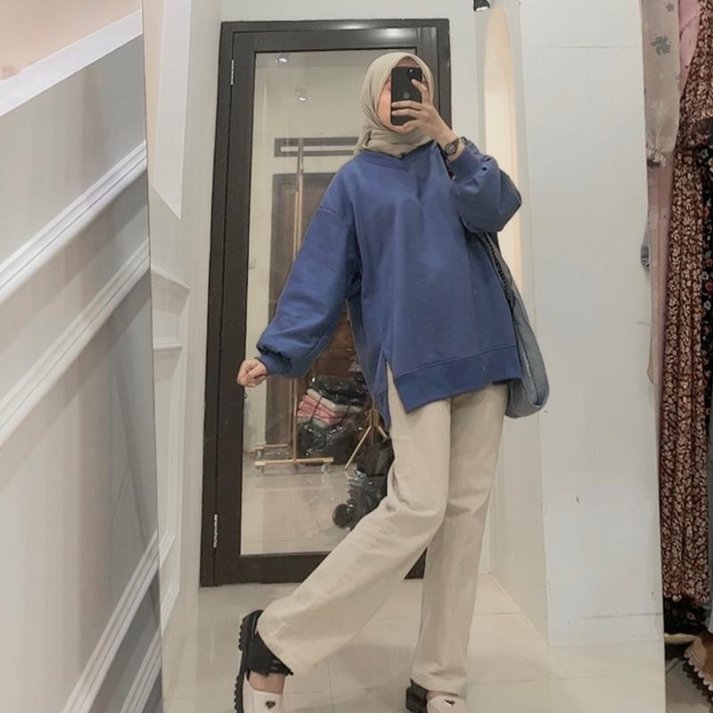 Oversize Sweater  Belah Pinggir Sweater Oblong Wanita Korean style versi dinafshn 4