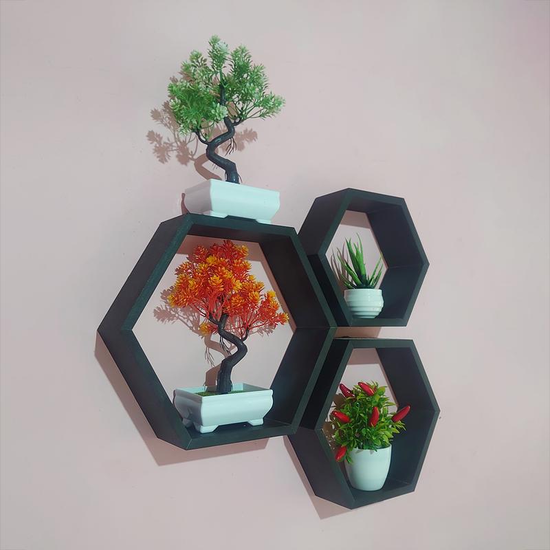 AK SEGI ENAM 3 PCS-rak dinding HEXSAGONAL,rak dinding minimalis,Hexsagonal kayu,hiasan dinding 6