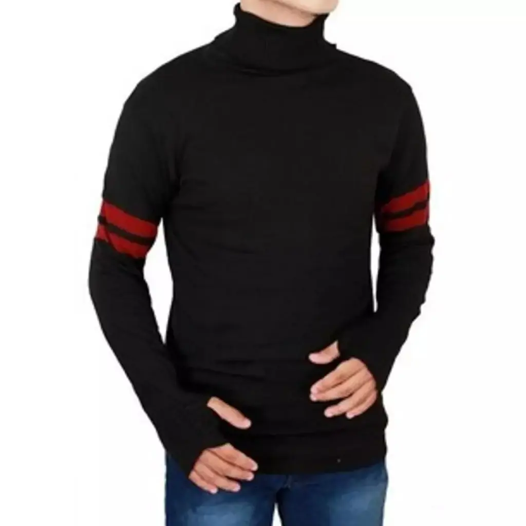 Kaoa Pria Turtleneck Kerah Tinggi Strip Hand Bahan Halus & Tebal Panjang regular fit