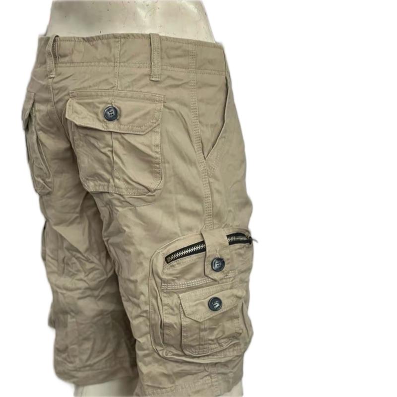 Quần short kaki nam túi hộp, khoá kéo đồng nút nhựa