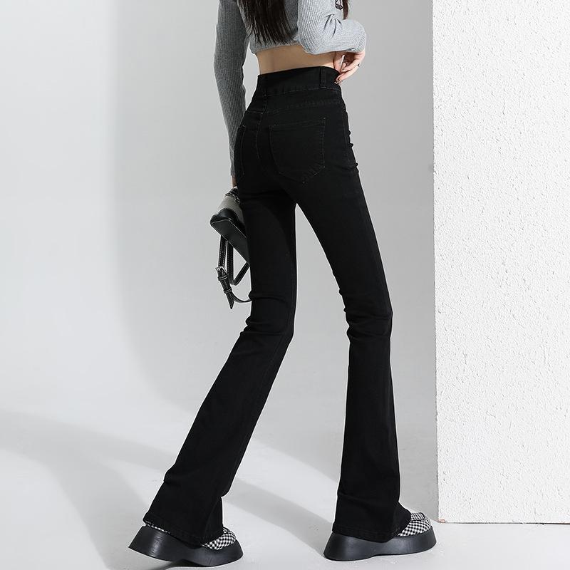 Product Introduction of Rosh Vintage Womenswear Trouser Fashion Flared High Waist Retro Hip Lifting  Versatile Day Jeans Women's Micro Bell Pants New Pocket Design Sense Slim Fit Jeans Specially Designed for Women's Height of 4 feet 11 inches -5 feet 7 inches Casual 11