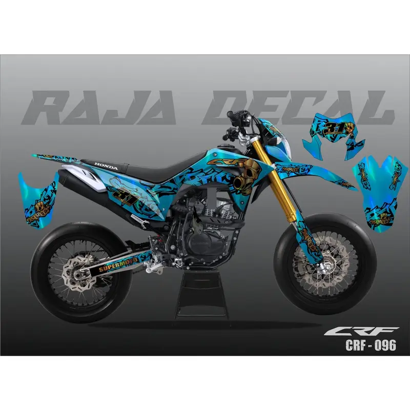 Decal Sticker CRF 150L FullBody Bahan Hologram Stiker Decal CRF Supermoto Graffiti Minimalis 096a Kendaraan Motor Motorcycle 3