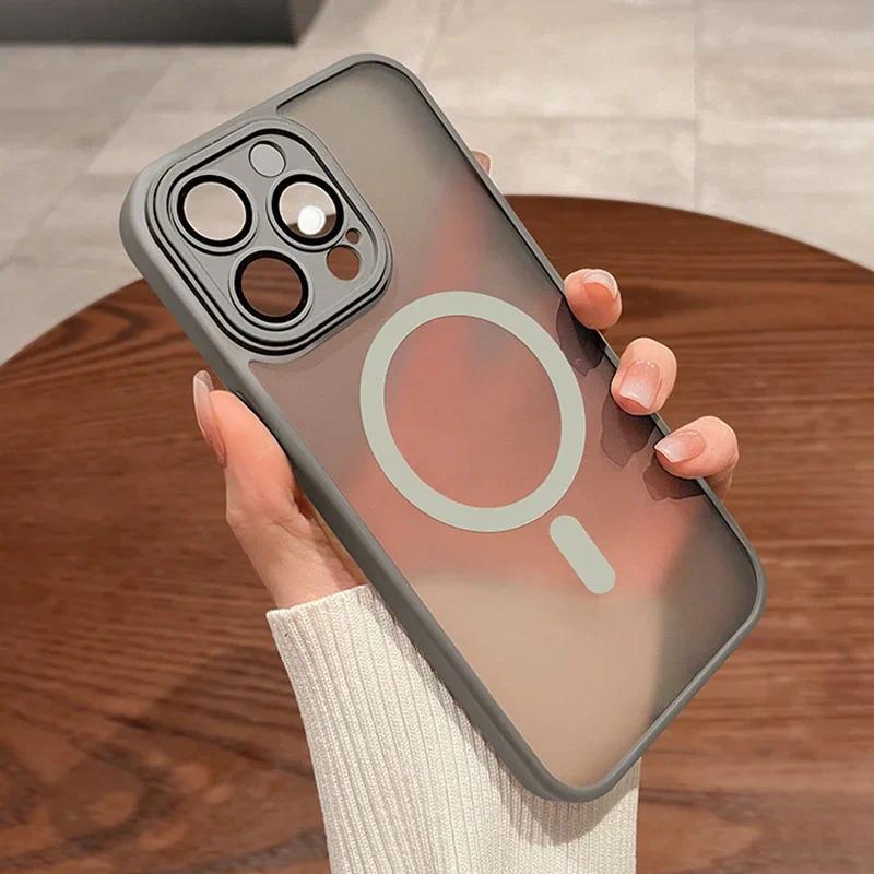 Product Introduction of Magnetic Luxury Matte Translucent Armor Shockproof Case For iPhone 15 14 13 12 11 16 Pro Max Plus Magsafe Wireless Charge Cover 8