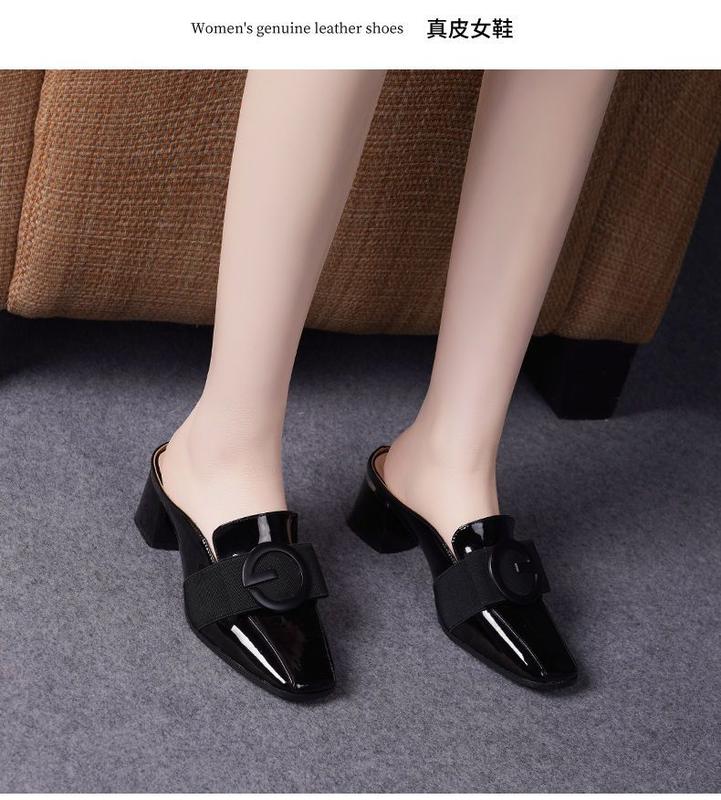 Product Introduction of Hộp Ngón Chân Mùa Hè, Da Thật, Gót Trung Bình Dép Lười Nữ, Hỗ Trợ Nửa, Giày Nữ, Dép Cao Gót, Da Bóng, Hàng Mới Về 2024, Thích Hợp Cho Ngoài Trời 12