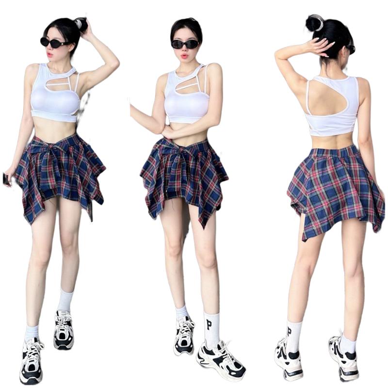 Chân váy thể thao nữ, váy kẻ caro buộc nơ chất đũi mềm thoáng mát dành cho các chị em chuyên nhảy zumba, shuffle dance 3