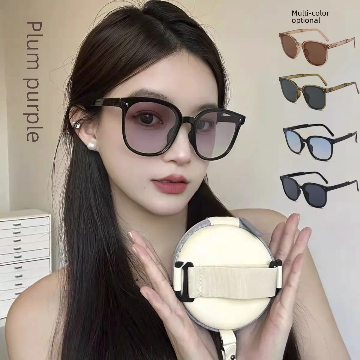 New Folding Sunglasses Wholesale Sunglasses High-Grade Focus Second Generation Folding Glasses Fashion Sunglasses Photochromic Anti-Radiation