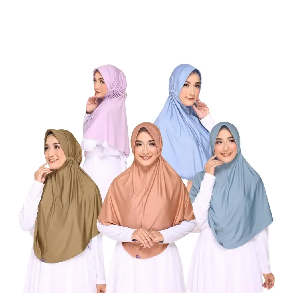 Elzatta Hijab Jilbab Bergo Kerudung Instan Spandek  - Zaria Sahara L Dewasa Panjang Remaja Serut Wanita Muslim Nyaman