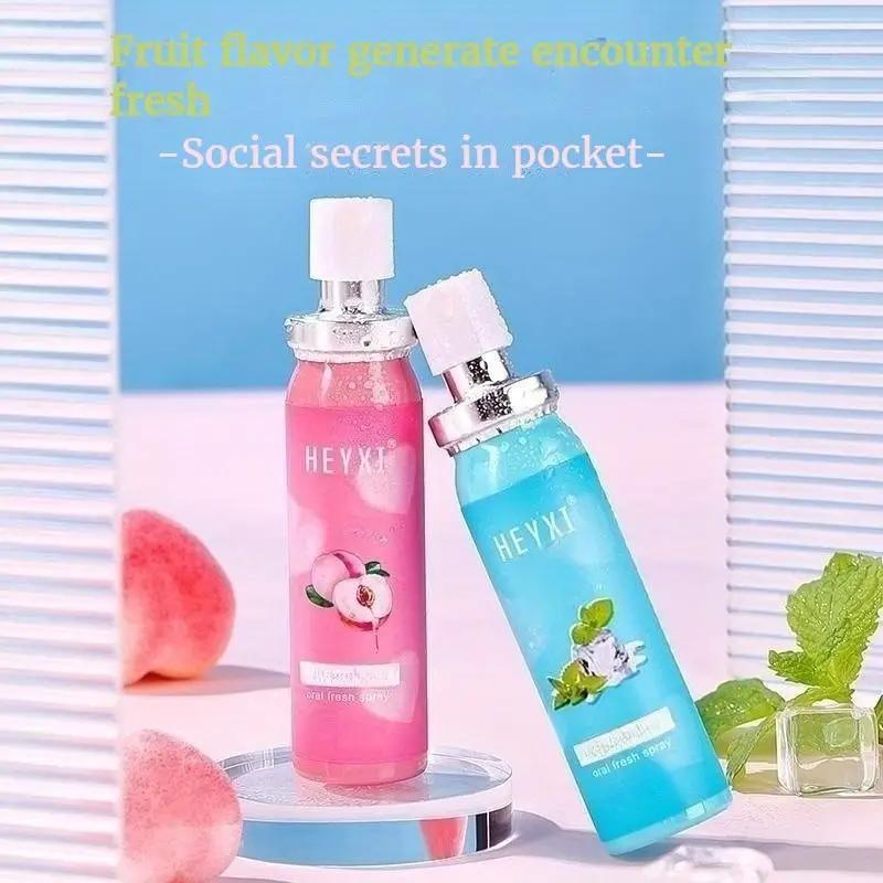 Peach & Mint Flavor Oral Spray, 2 Counts/set Mouth Freshener Spray, Cooling Spray, Oral Care Spray for Men & Women 7