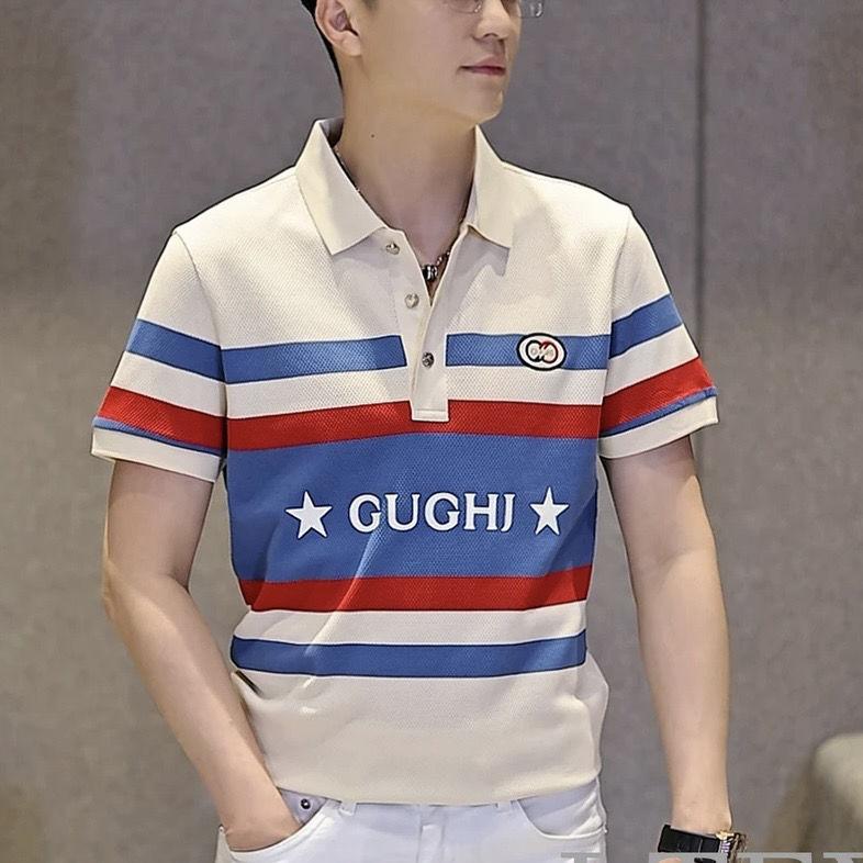 Product Introduction of Fashionable men's summer wear light luxury, embroidered sweaters handsome quality, short lapel stand collar tops niche 4