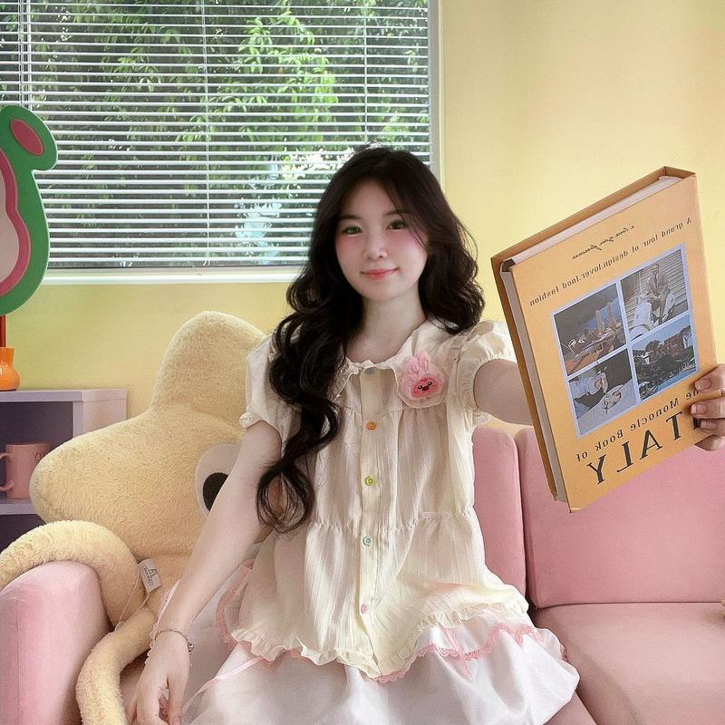 [TẶNG Ghim ICON] Áo CT3 ,Áo sơ mi babydoll có cổ đi học form babydoll dáng ngắn,Áo Lẻ KHÔNG GỒM Váy ,  - Nữ, Women Top Sơ Mi