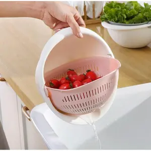 Pencuci Beras Buah Sayur Drain Basket 2 in 1 Baskom Goyang Plastik Alat