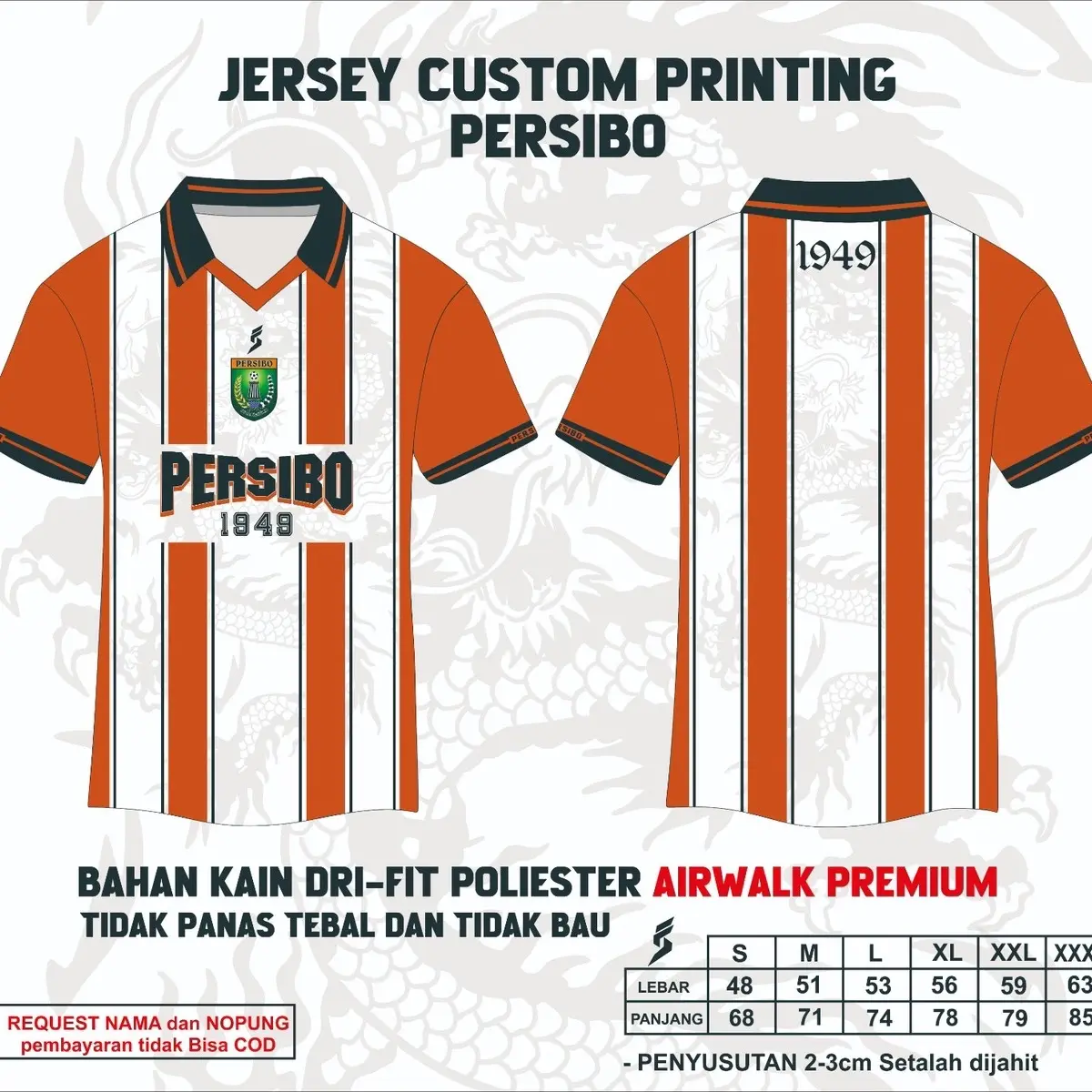 JERSEY PRINTING CUSTOM PERSIBO1949