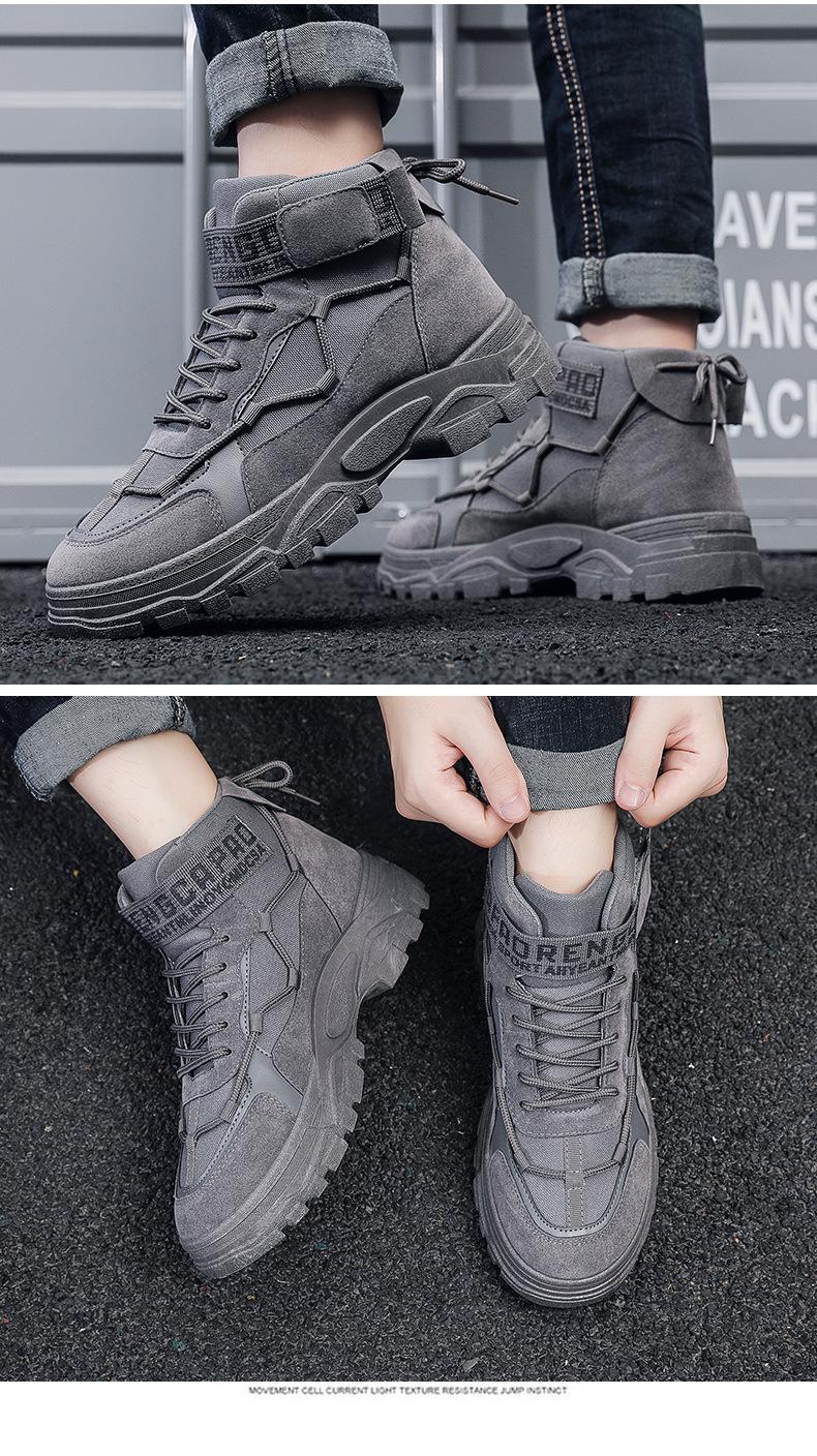Product Introduction of in Stock Men's High-Top Martin Boots Worker Boot High-Top Motorcycle Boots in Stock Men's High-Top Martin Boots Worker Boot High-Top Motorcycle Boots Autumn Men's Martin Boots Mid-Top Retro British Style Worker Boot Trendy High Top Platform Casual Shoes 9 18
