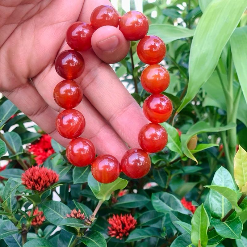 Vòng chuỗi mã não đỏ size16li hợp mệnh Hoả, Thổ. Tặng hộp đựng sang trong và dây thay thế 3