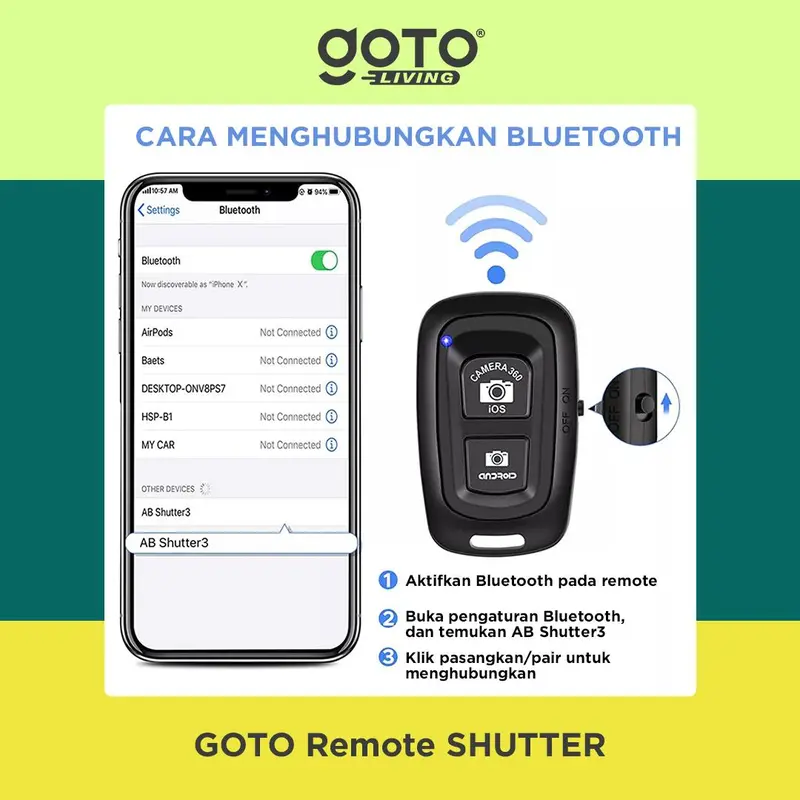Goto [COD] Shutter Remote Bluetooth Kamera Hp Remot Selfie Camera Smartphone 3