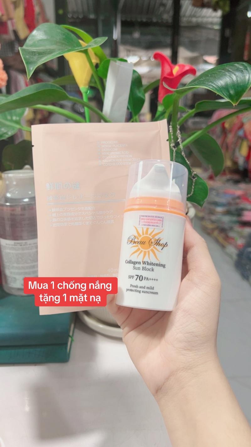 Product Introduction of Kem chống nắng BEAU SHOP colagen 70pa++++ ( TẶNG 1 MIẾNG MẶT NẠ ) 80g , chống nắng cho da mặt 2