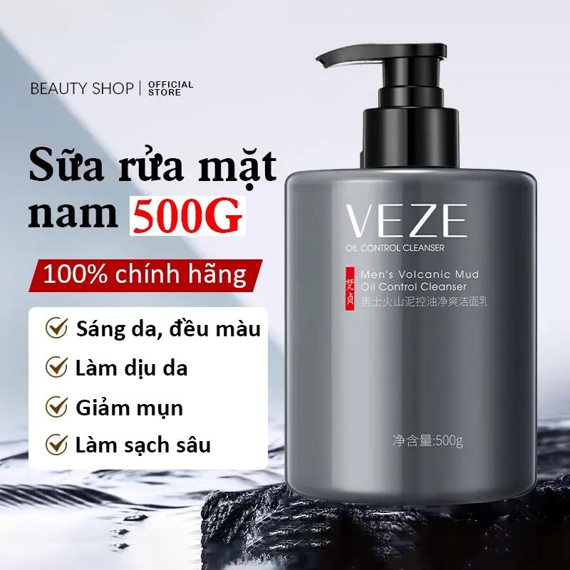 Sữa Rửa Mặt Sạch Sâu Dành Cho Nam - Trắng Da Sạch Mụn Kiểm Soát Dầu Và Làm Sạch Sâu - 500ml