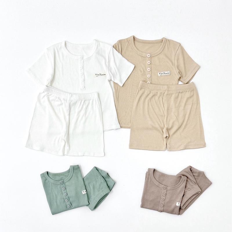 Bộ áo cộc quần thun tăm 5 khuy cho bé (7-15kg)