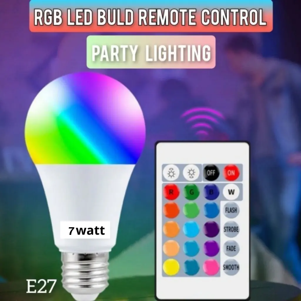 BEST SELLER! Lampu Bohlam LED RGB + Remote Warna Warni 7W E27 SNI ...