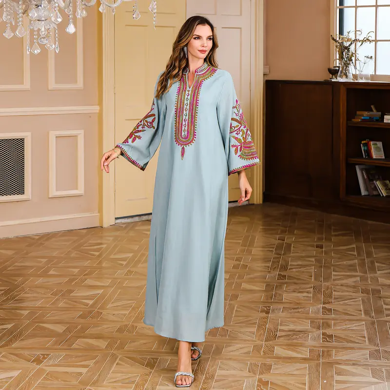 Middle East Muslim Rope Embroidered Robe Wn's Clothing Dubai Turkey Abaya Wn's Light Luxury Evening Gown Large Robe 2