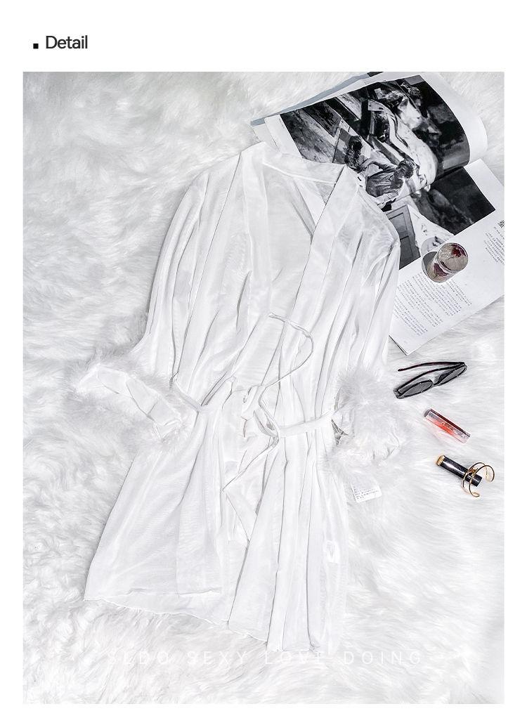 Product Introduction of High Quality in Stock-Limited Offer Sldo Flagship Store French Advanced Sense Long Sleeve Nightgown White Feather Princess Loose Sexy Morning Gowns-TK Hot Sale Quality Certification Womenswear Loungewear Original Nightwear 15