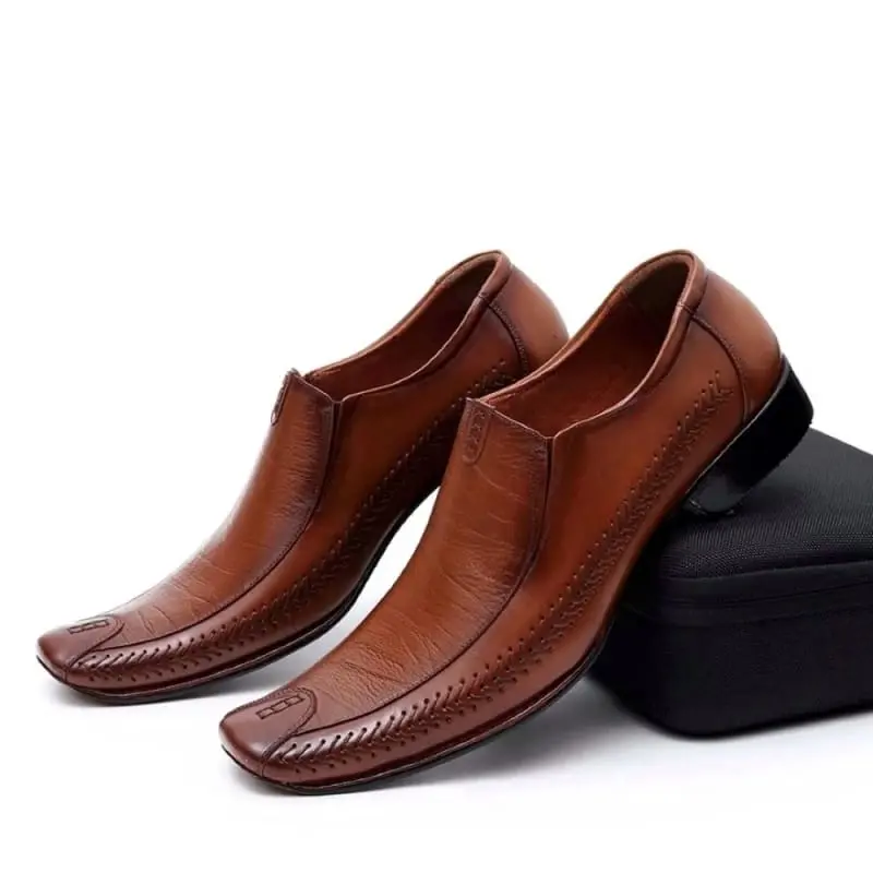 Sepatu Pantofel Kulit pria Sepatu kantoran 206 Karet Hitam Coklat