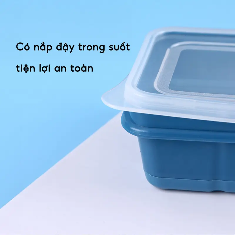 Combo 5 Khay Đá Silicon Có Nắp Đậy Banihouse Khuôn Làm Đá Viên Silicon Chống Mùi Tiện Lợi An Toàn Sức Khoẻ 2