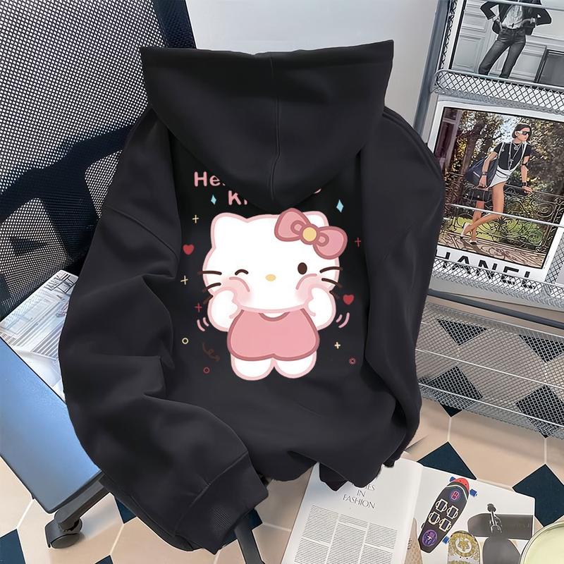 Áo Hoodie In Hình Hello Kitty, Phong Cách Mỹ, Dành Cho Bé Gái, Mặc Mùa Thu Và Mùa Đông, Đi Chơi, Dáng Rộng Vừa Vặn, Áo Khoác Đệm Lông Cừu Cổ Điển Có Thể Mặc Ngoài Trời, Chống Gió, Thích Hợp Cho Các Hoạt Động Ngoài Trời, Năm 2024 4