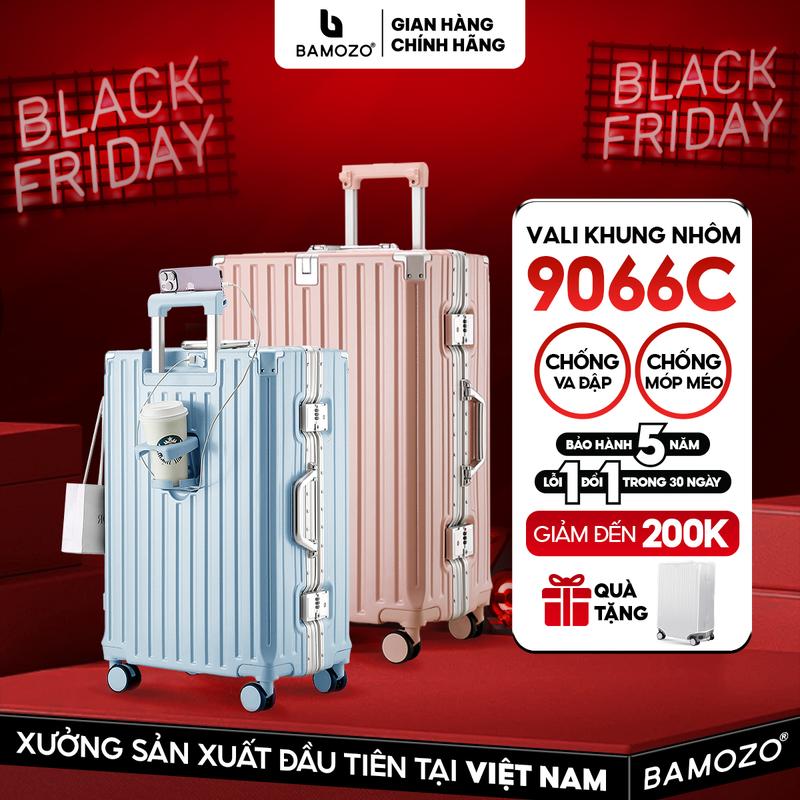 P2 XẢ SIZE LỚN Vali Bamozo Khung Nhôm Size 28 9066 Cao Cấp PC Nguyên Khối + Gối chữ U + Bọc vali + Bọc giày