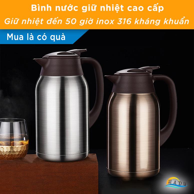 Bình Giữ Nhiệt Inox 316 Giữ Nóng Lạnh 50 Giờ SSGP, Dung Tích 2L, Công Nghệ 6 Lớp Cách Nhiệt, Dùng Pha Trà, Cafe Cho Gia Đình, Văn Phòng