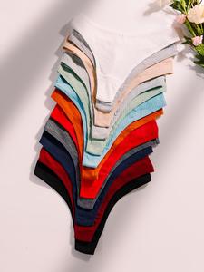 Paquete de 12 piezas de tanga de cintura baja para mujer, suave, cómodo y transpirable para uso diario, ropa interior de tanga acanalada para todas las estaciones