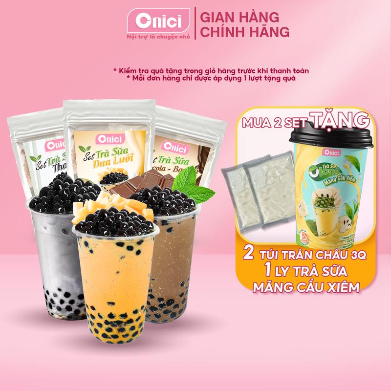 Set trà sữa than tre, dưa lưới, socola bạc hà Bếp Của Mẹ ONICI nguyên liệu nấu 30-35 ly