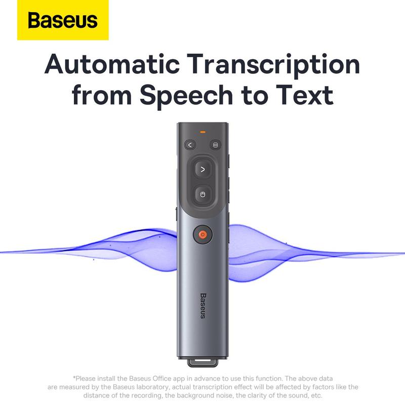 Bút Trình Chiếu Thông Minh Baseus Orange Dot AI Wireless Presenter (Sử Dụng Với Màn Hình TV & Nhận Diện Giọng Nói - 100m. 2.4GHz AI USB/Type C Receiver, Wireless Remote Control, Red Laser Pointer/Presenter)