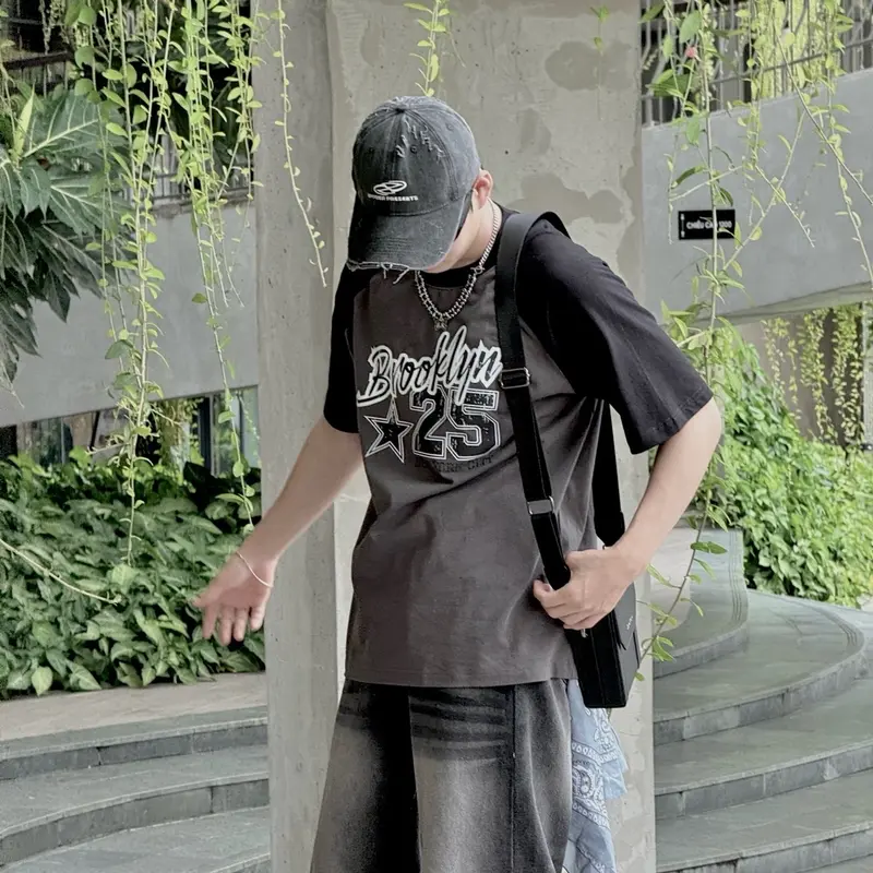 ￼Set đồ unisex THOR gồm áo thun raglan xám và quần jean ống rộng bộ đồ áo phông in quần bò form suông rộng chất lượng cao cấp unisex Nam Menswear 5