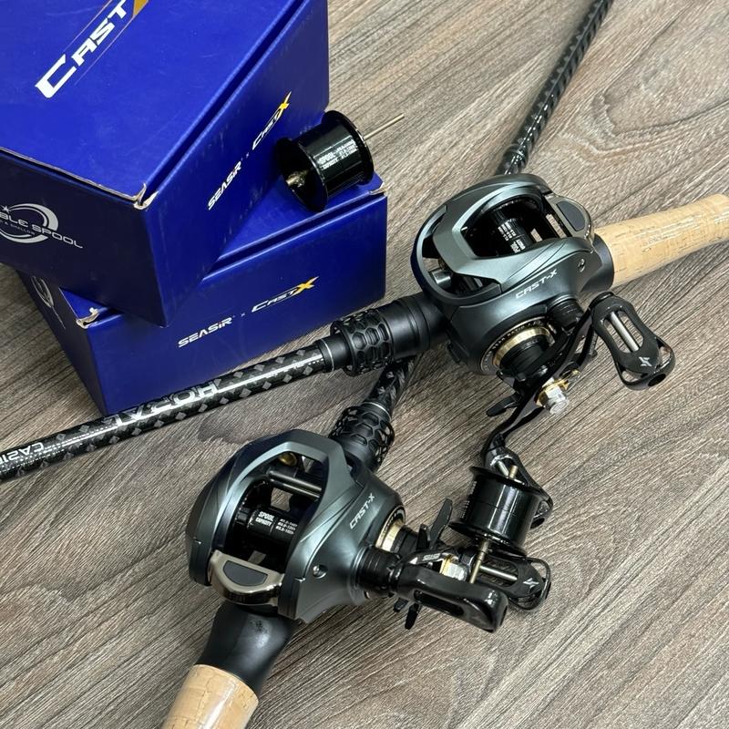 [ TẶNG 1 CUỘN X8 TLQ 150M ] COMBO CẦN NGANG HORAI VÀ MÁY CÂU SEASIR CAST-X Bắt Cá Đi Câu Câu Cá