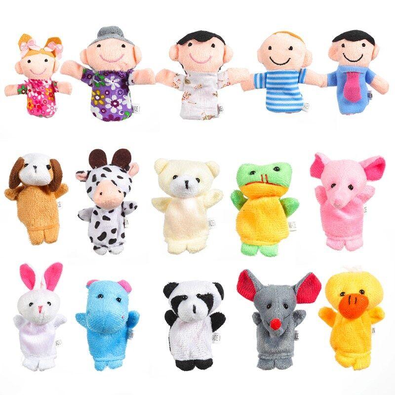 Product Introduction of 10Pcs Baby Plush Toy Cartoon Animal Family Finger Puppet Role Play Tell Story Cloth Doll Educational Toys For Children Kids 18