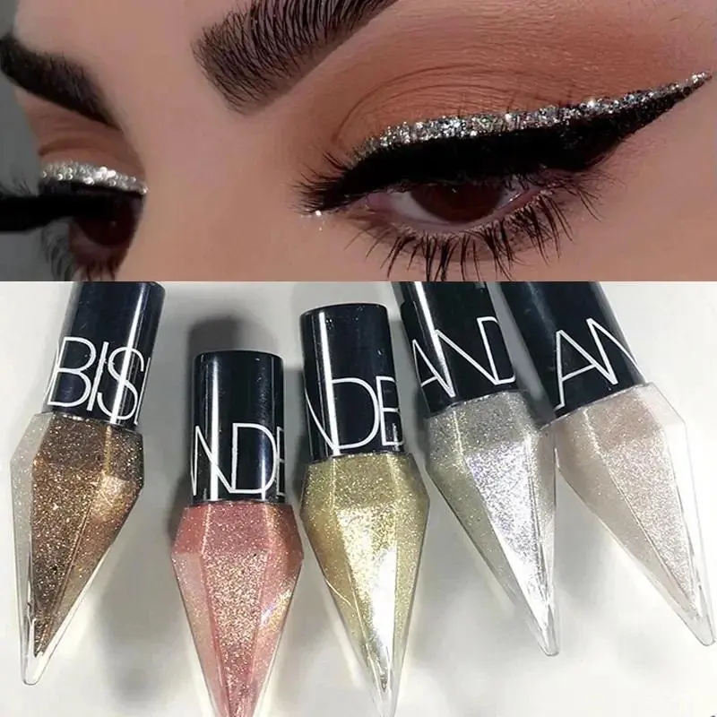 Shiny Silver Eyeliner Eyeshadow Waterproof Rose Gold Color Glitter Sequins Eyeliner Eye Shadow Makeup Beauty Cosmetics