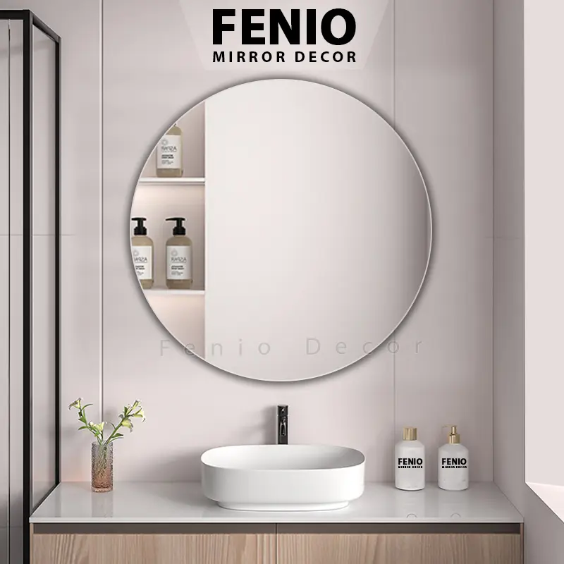 Gương treo tường không viền, Đường kính 50cm, cạnh viền được mài nhẵn an toàn Decor Decor Phòng Trang Trí Nhà