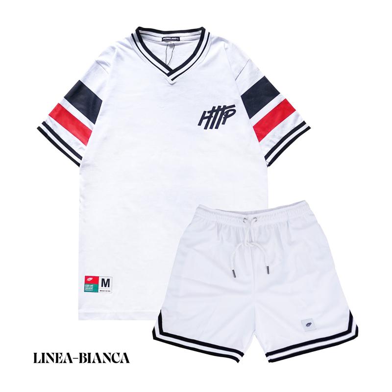 Homeland Timeless Treasury Product - Linea - Baju Satu Set Celana Pendek Boardshort Kaos Pendek Baju Lengan pendek pria panjang Polos Hitam Putih Katun Distro Dewasa Casual Santai Setelan Cowok Keren 1