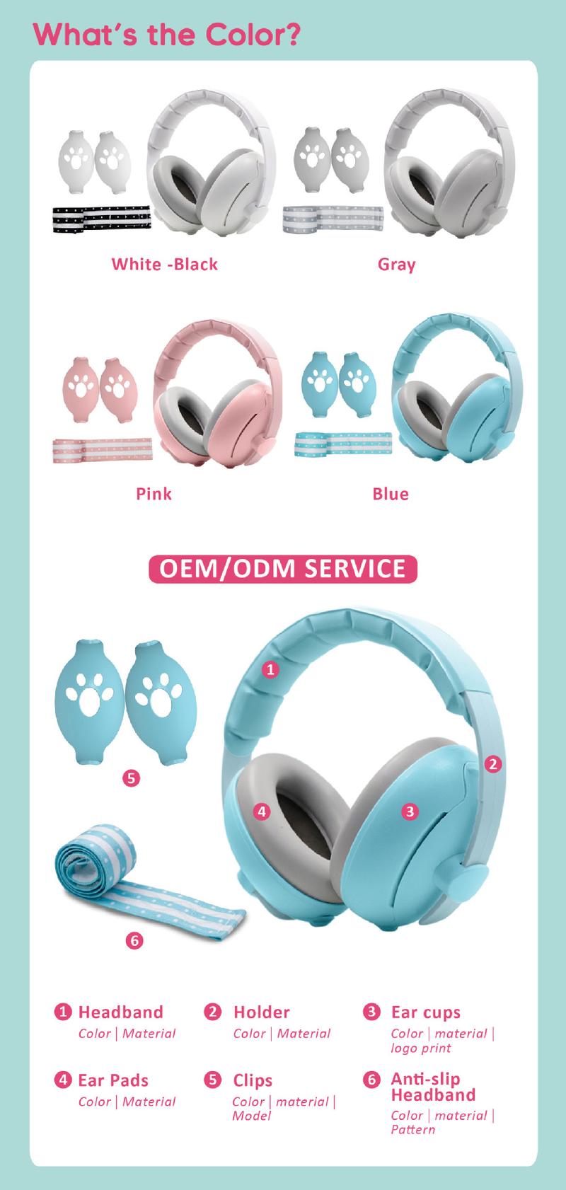 Product Introduction of Baby Earmuff Adjustable Noise Reduction Headphones 2-in-1 Convertible Ear Protection Outdoor Sleep Airplane Anti-noise Earmuffs 10