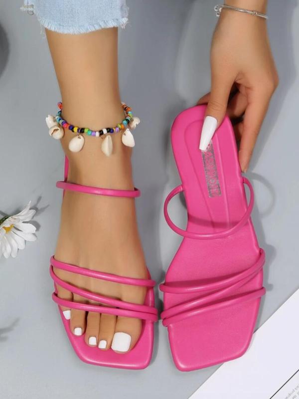 Women's Fashionable Transparent Strap Design Sandals, Casual Square Toe Sandals for Beach Vacation, Boho Style Sandals for Women & Girls, Summer 5