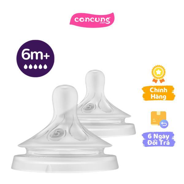 Vĩ 2 núm ty silicone Philips Avent mô phỏng tự nhiên mẫu mới (SCY965/02, 6M+)