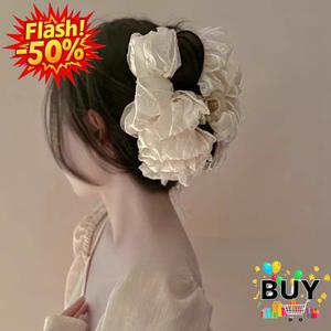 กิ๊บติดผม ขนาดใหญ่ ดีไซน์เรียบหรู โบว์ฟอง สำหรับผู้หญิง กิ๊บติดผมฉลามสุดวิจิตร ทำจากผ้ากอซสไตล์เกาหลี มีสีชมพู สีดำ และสีเบจ สวยๆ