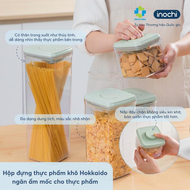 Hộp thực phẩm khô Inochi Hokkaido (500ml, 100ml, 1400ml, 2100ml) đa năng , trữ sữa bột , đựng gia vị nhựa cao cấp (LỖI 1 ĐỔI 1)