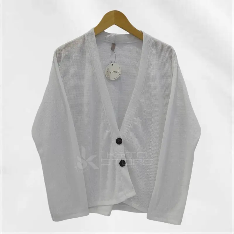 outer panjang wanita lengan panjang kancing bahan waffle OTR 05 KCG Casual Nyaman Knitwear 6