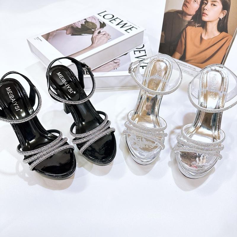 MT 002_ Guốc Sandan Quai Đá 3 Dây Xoàn Gót Cao 10p Thương Hiệu Vy Anh - Dành Cho Nữ - DéP Sandal guốc  cao  gót  7  phân dép
