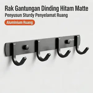 YAJU Gantungan Dinding Tanpa Lubang 16cm/26cm/35cm/45cm - Rak Gantungan Serbaguna untuk Kamar Mandi (Handuk, Sapu Badan) & Dapur (Alat Masak) - Tahan Berat & Mudah Pasang